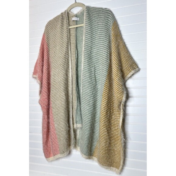 House of Harlow 1960 Pink and Green Color-Block Poncho Sweater Size L - Picture 4 of 14